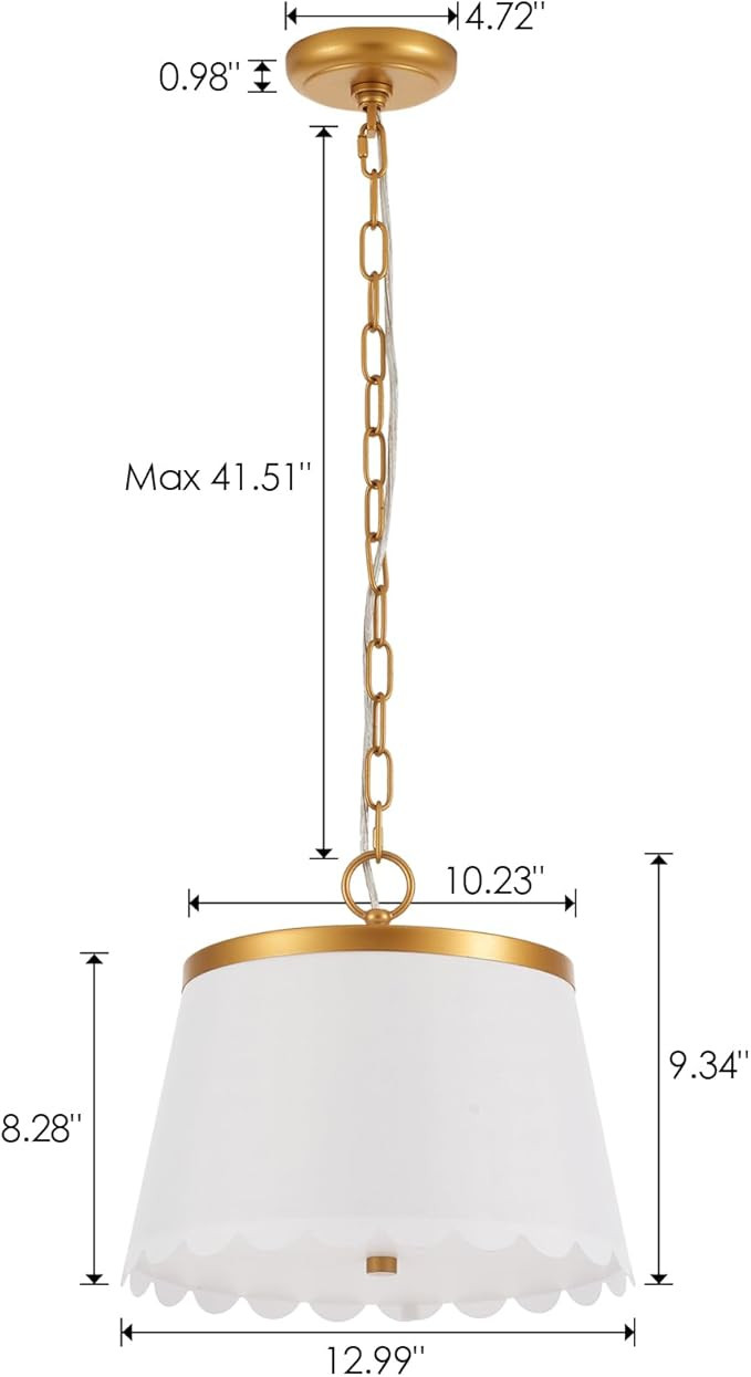 MhyTogn Flower Pendant Lighting, Modern Chandelier with Cream White Fabric Drum and Antique Brass... | Amazon (US)