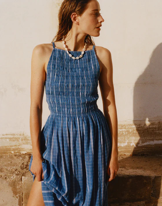 Smocked High-Neck Midi Dress | Madewell