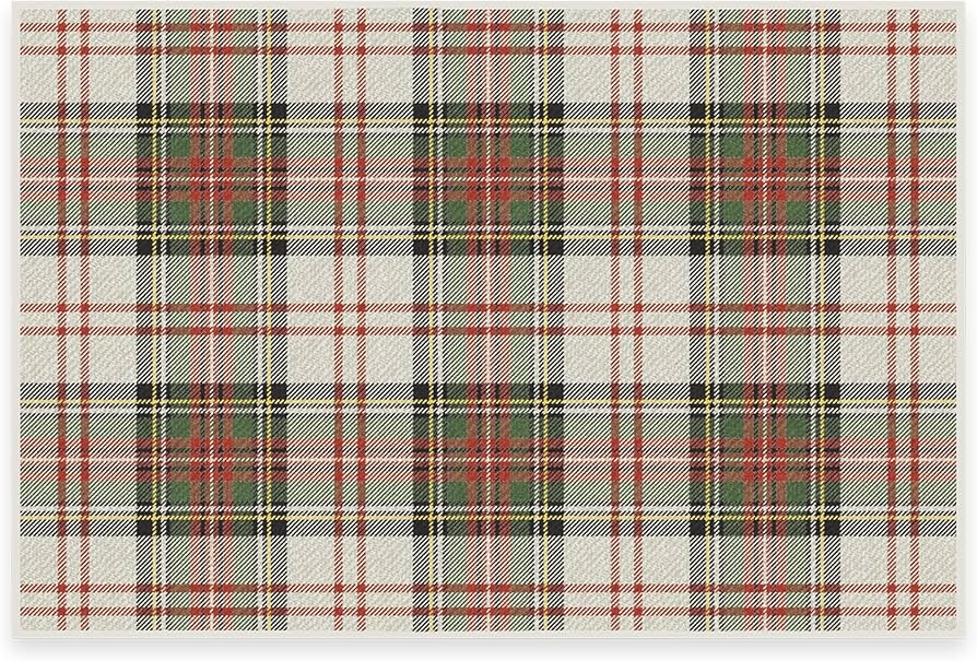 RUGGABLE Washable Plaid Area Rug – Dress Stewart Tartan White 2x3, Stain-Resistant, Non-Slip ... | Amazon (US)