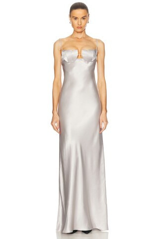 Anna October Tulip Maxi Dress in Metallic Silver | FWRD 