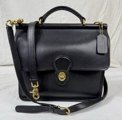 😎😎😎 VINTAGE COACH BLACK WILLIS Leather Crossbody Satchel Bag Purse 9927 | eBay US