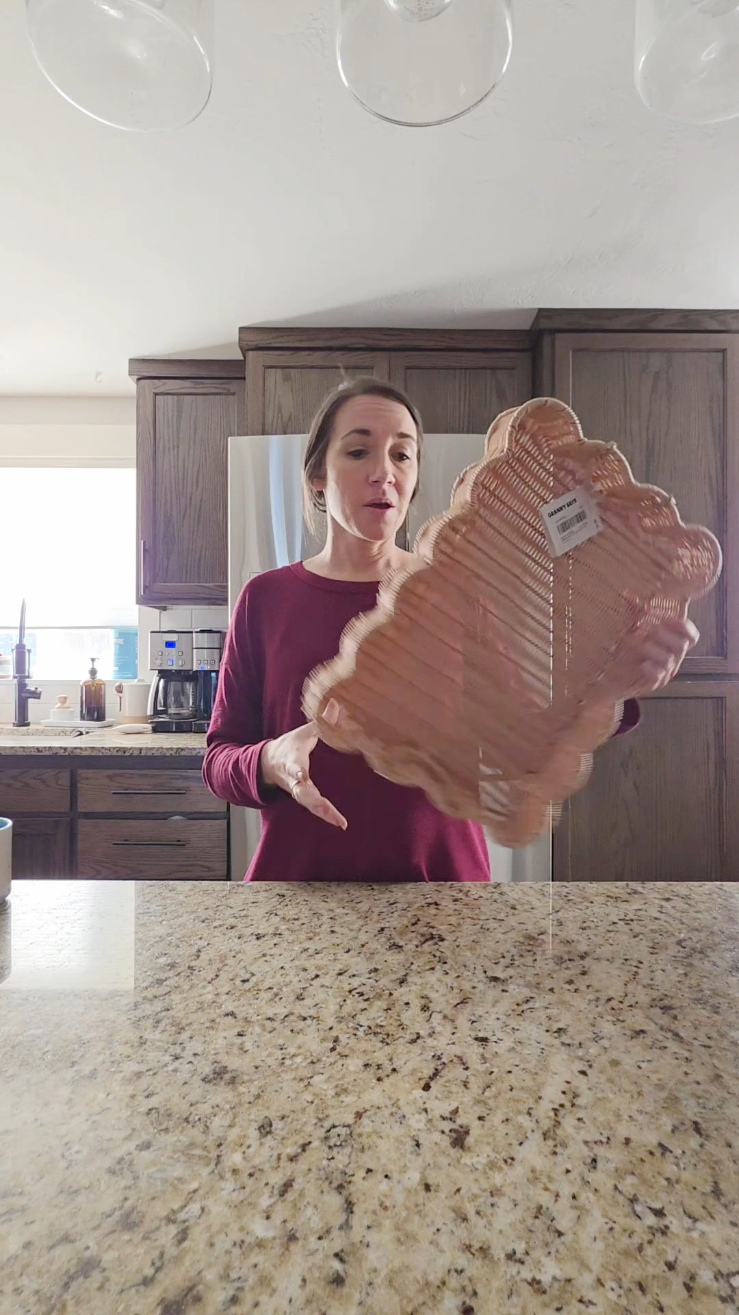 First impressions after unboxing this wicker tray with scalloped edges for our kitchen island! Such a great Amazon find for creating a cozy kitchen vibe. #kitchen #tray #cozykitchen 

 #LTKHome