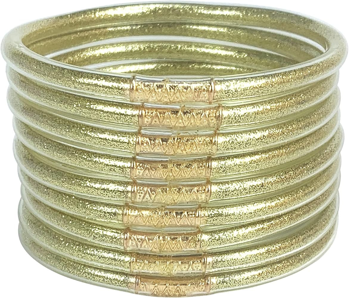 YBMYCM 9PCS Glitter Jelly Bangles Bracelets Set for Women Glitter Filled Jelly Silicone Bracelets... | Amazon (US)