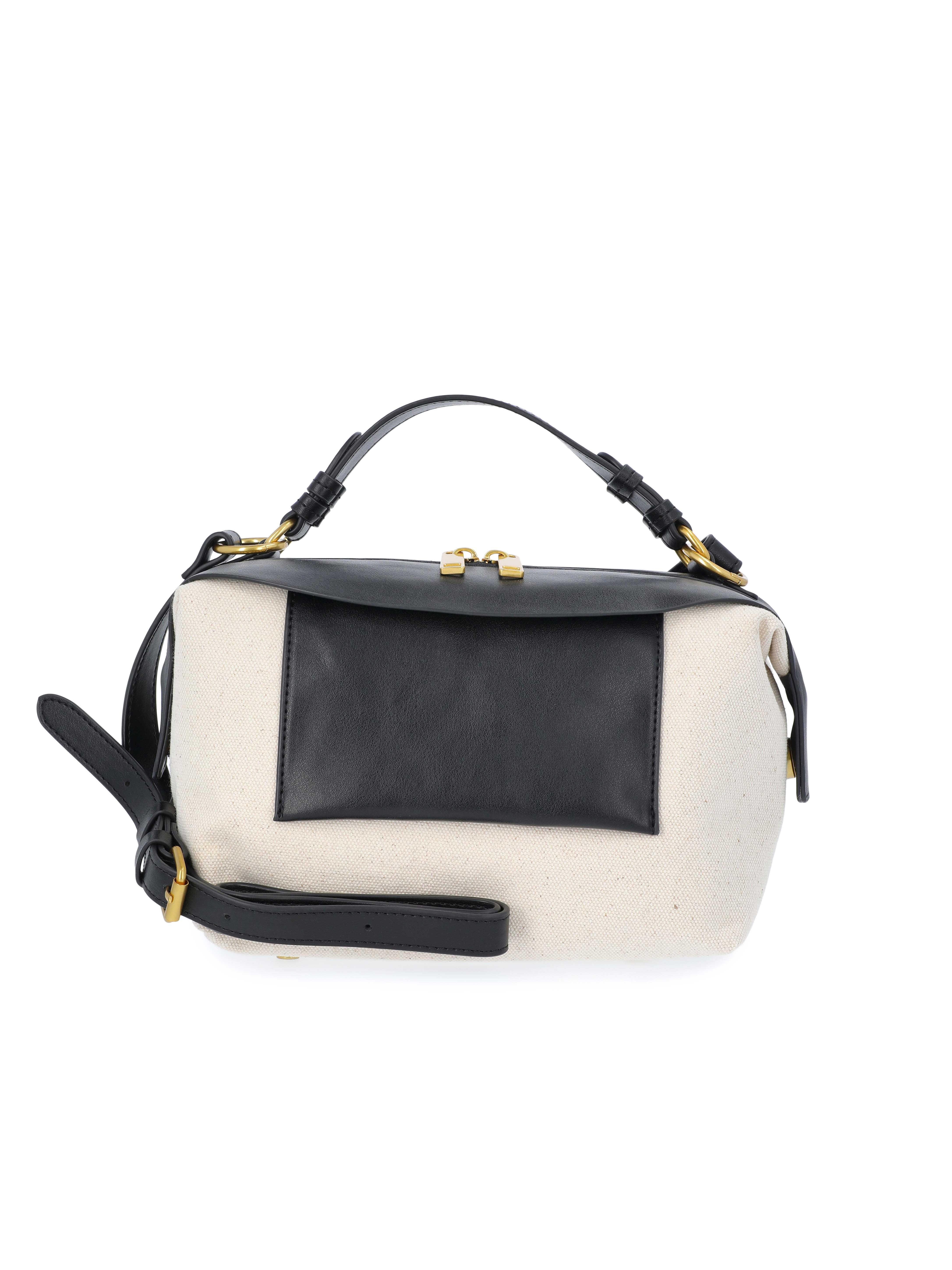 Free Assembly Women's Canvas Crossbody Handbag, Natural/Black | Walmart (US)