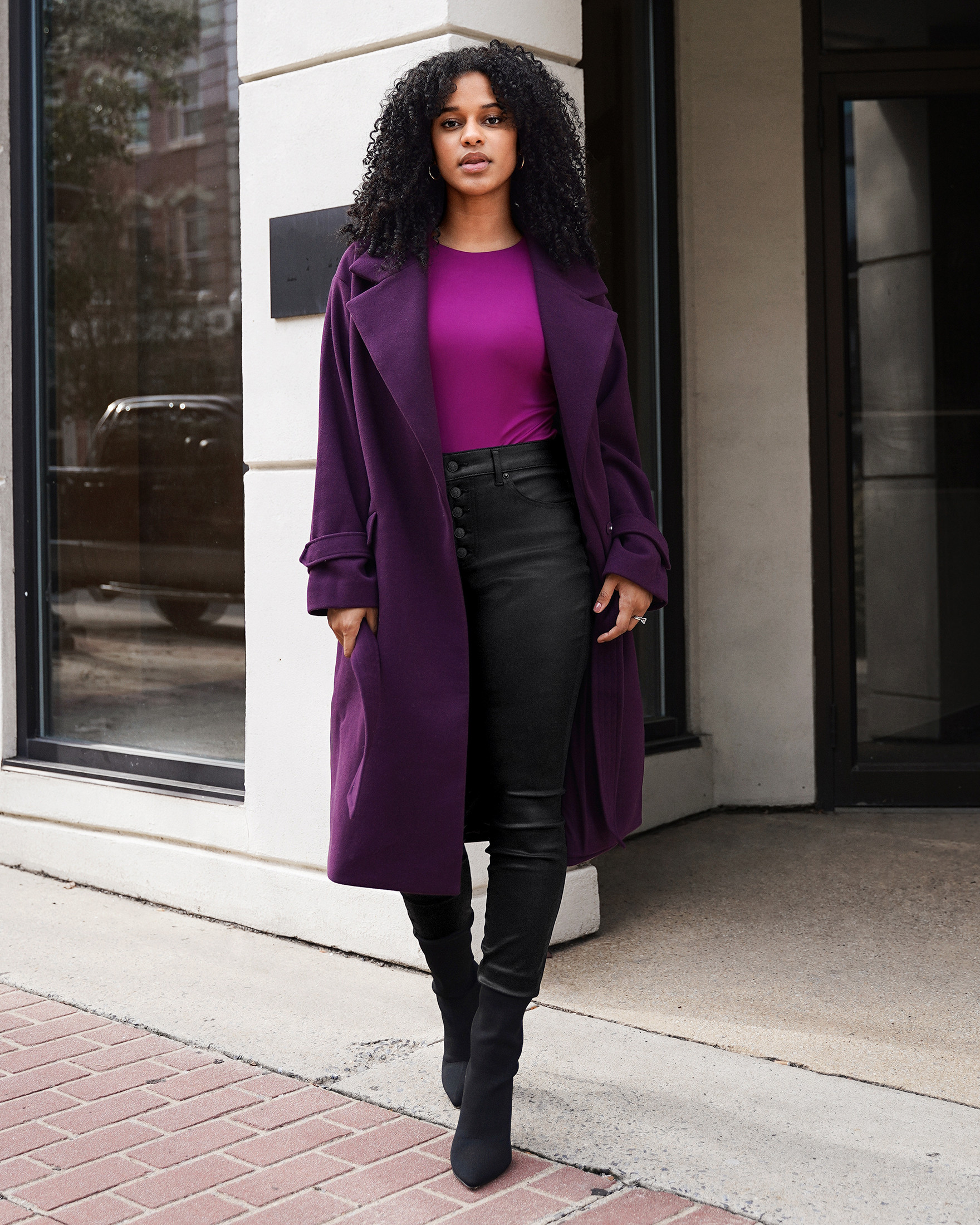 High Waisted Black Coated Button Fly Supersoft Curvy Skinny Jeans | Express