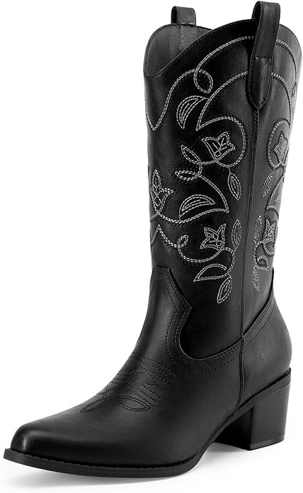 DREAM PAIRS Cowboy Boots for Women Cowgirl Western Boots Fashion Embroidery Stitched Chunky Heel ... | Amazon (US)