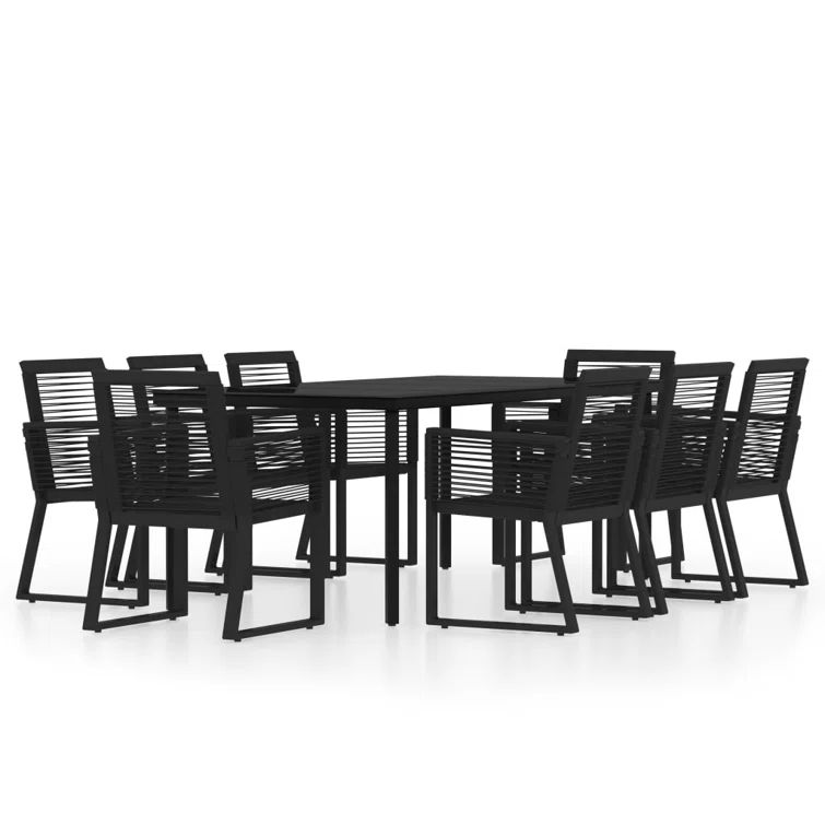 Patio Dining Set Black Garden Outdoor Seating 3/5/7/9 Piece Multi Sizes | Wayfair North America