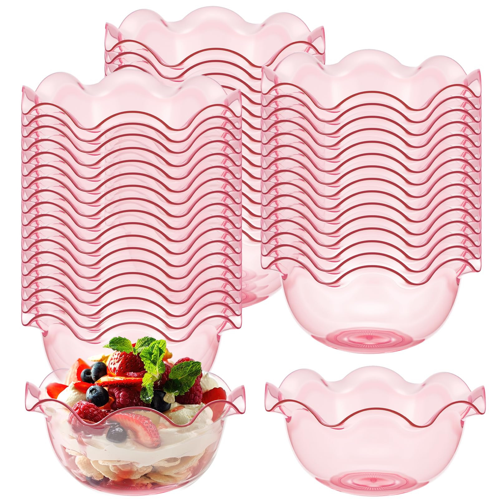 Amazon.com | Newtay 50pcs 6oz Small Plastic Dessert Bowls Ice Cream Bowls Reusable Flower Shaped ... | Amazon (US)