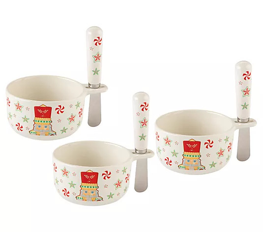 Temp-tations Seasonal Set of (3) 10-oz Ramekins with Spreaders - QVC.com | QVC