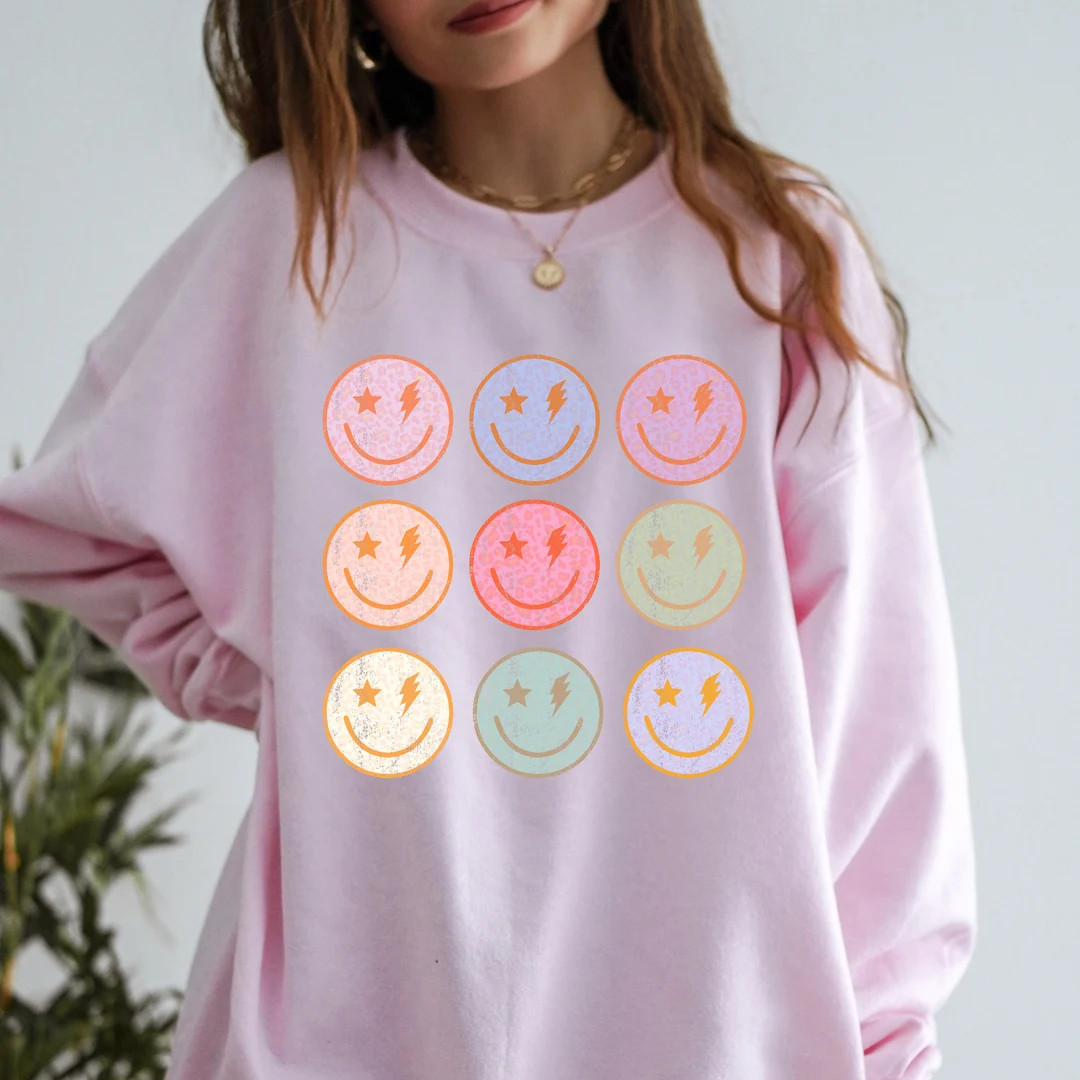 Lightning Bolt Sweatshirt Aesthetic Crewneck Preppy Clothes For Teens Preppy Sweatshirt Oversized... | Etsy (US)