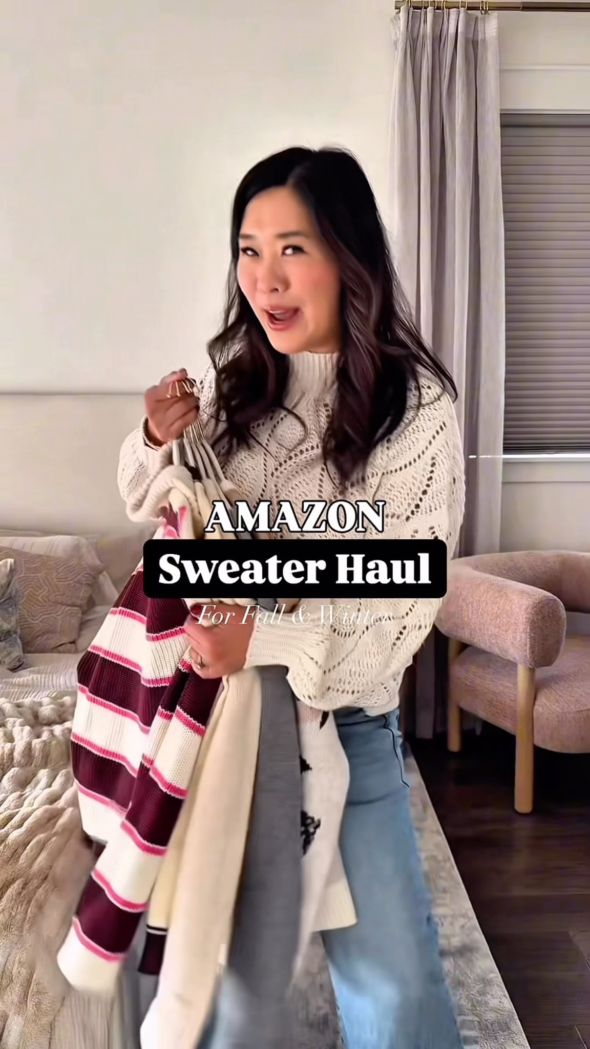 Building my fall & winter wardrobe one Amazon sweater at a time… and she did not break the bank ​😌​​🧶​ Cozy textures, beautiful colors, and easy everyday style. Wearing size Medium in all the sweaters and 29/8 in denim!