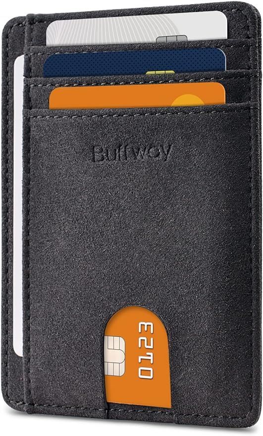 Buffway Slim Minimalist Front Pocket RFID Blocking Leather Wallets for Men and Women - Lichee Cof... | Amazon (US)