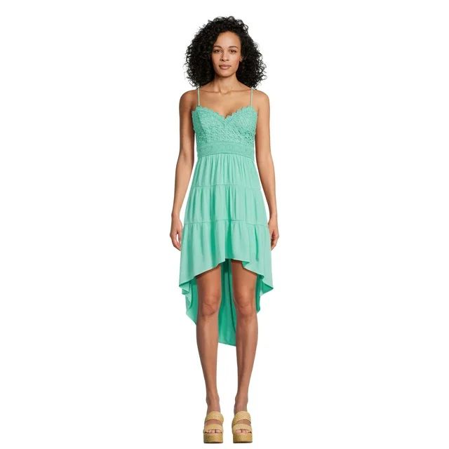 No Boundaries Juniors Sleeveless High Low Crochet Dress, Sizes XS-XXXL - Walmart.com | Walmart (US)