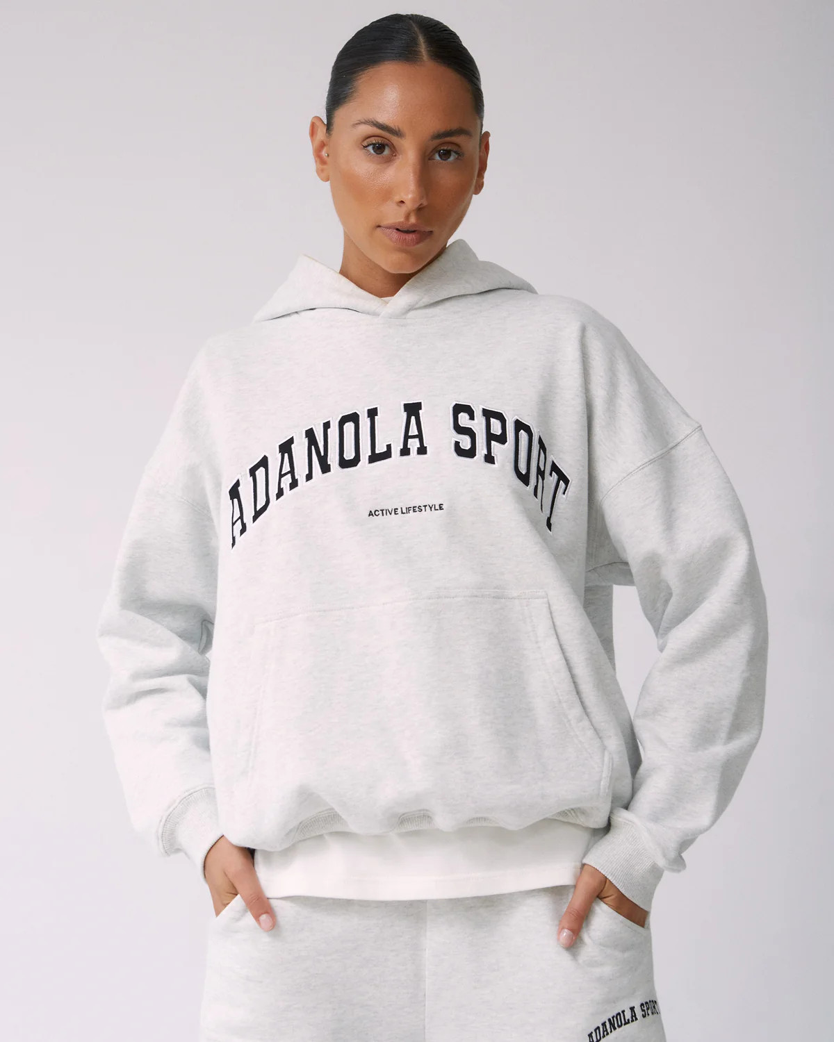 AS Oversized Hoodie - Light Grey Melange | Adanola UK