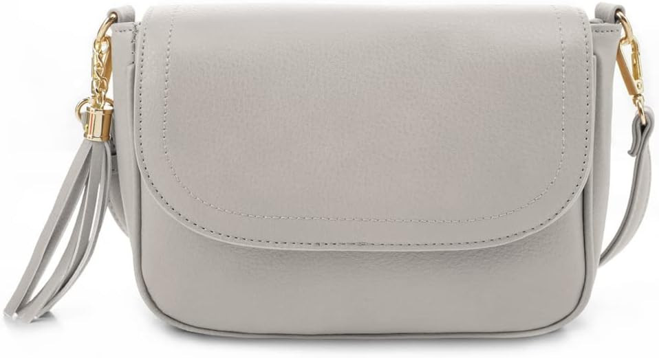 Small Crossbody Bags for Women Trendy Flap Saddle Purses with Tassel Vegan leather Shoulder bag | Amazon (US)