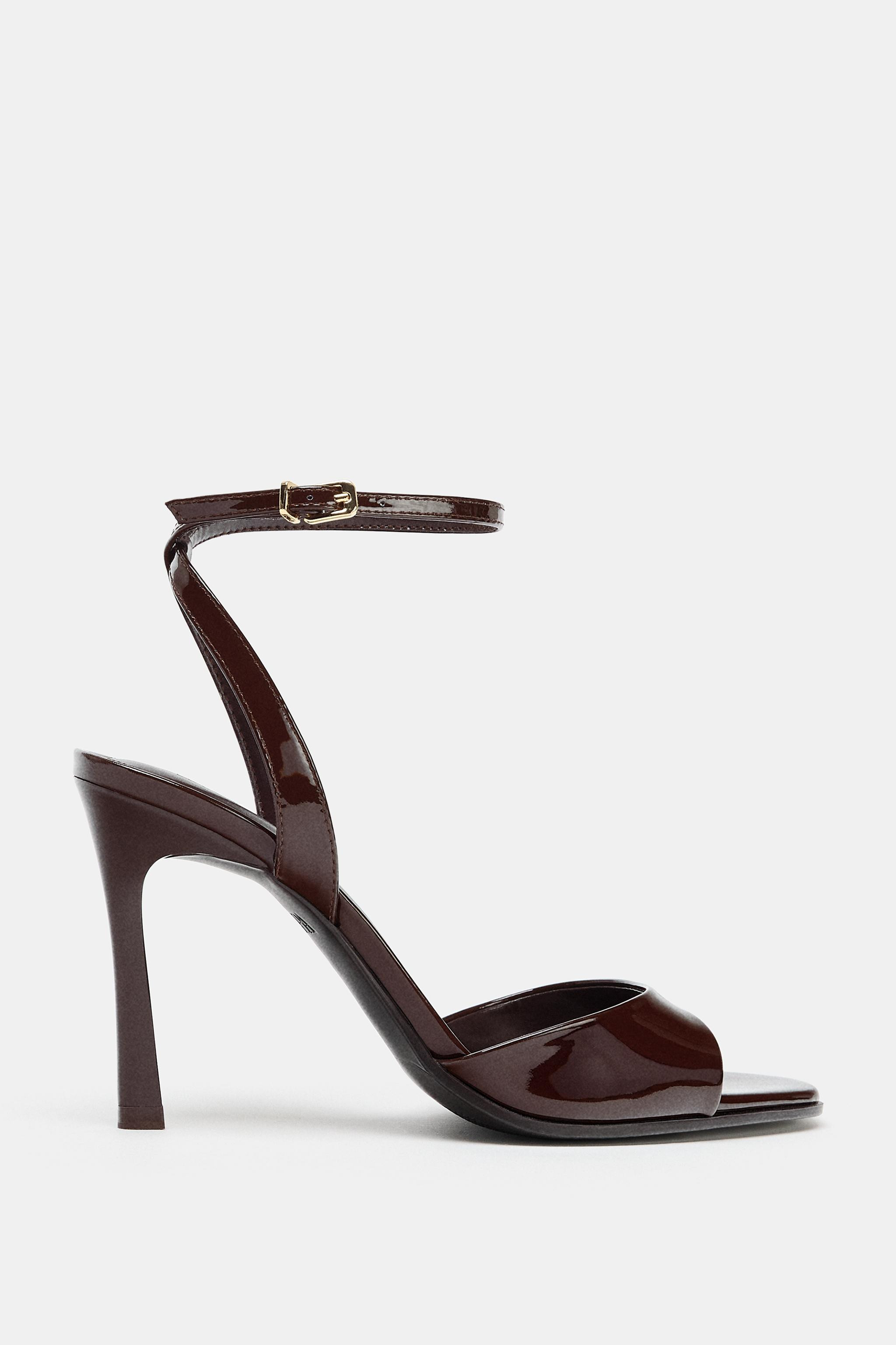PATENT FINISH HEELED SANDALS | Zara US