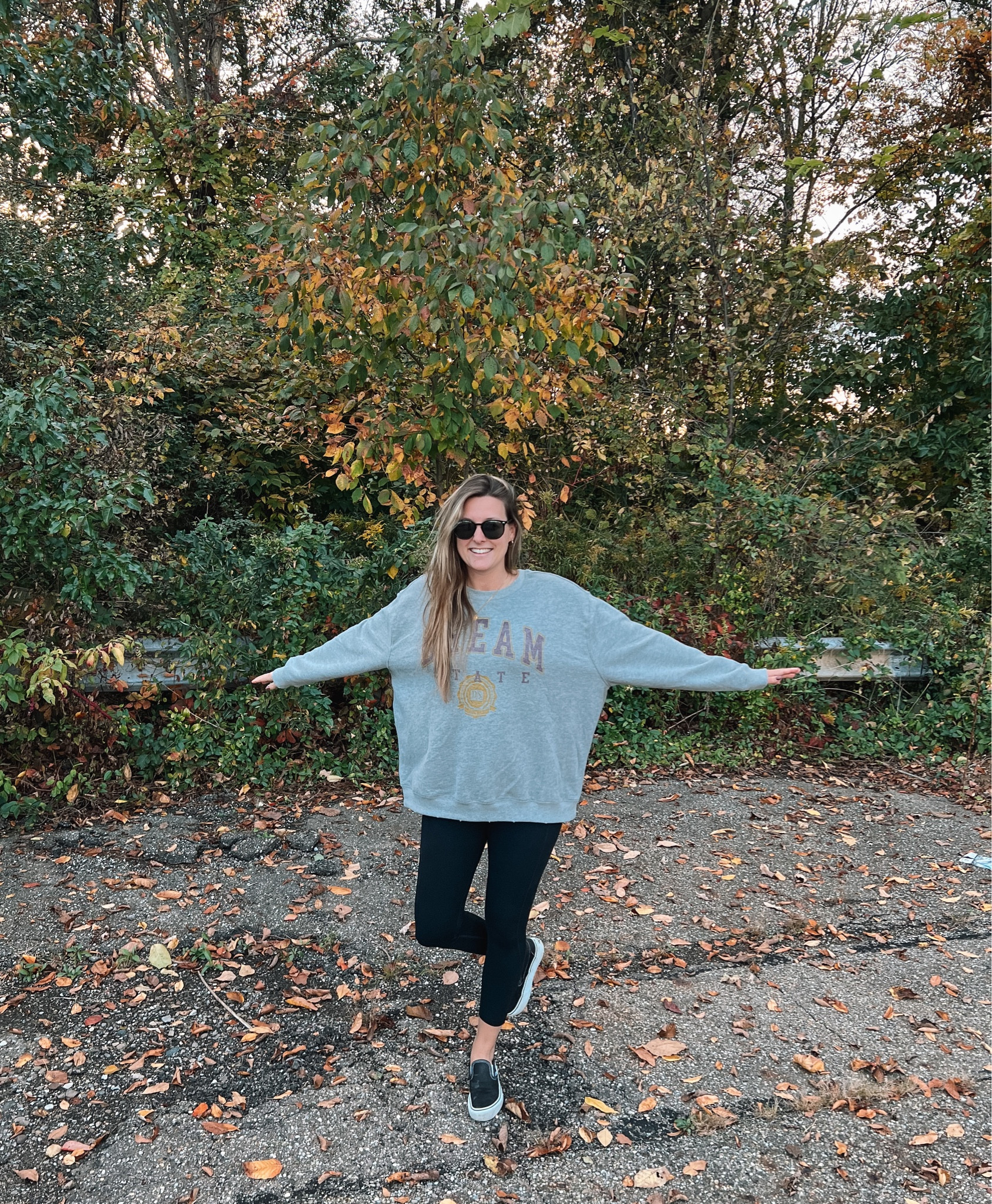 Oversized sweatshirt & leggings, best fall outfit 🫶🏼 

Sweatshirt - wearing an XL, sized up 2 sizes for oversized fit
Leggings - runs TTS 
Vans - run TTS 

#LTKSeasonal #LTKstyletip