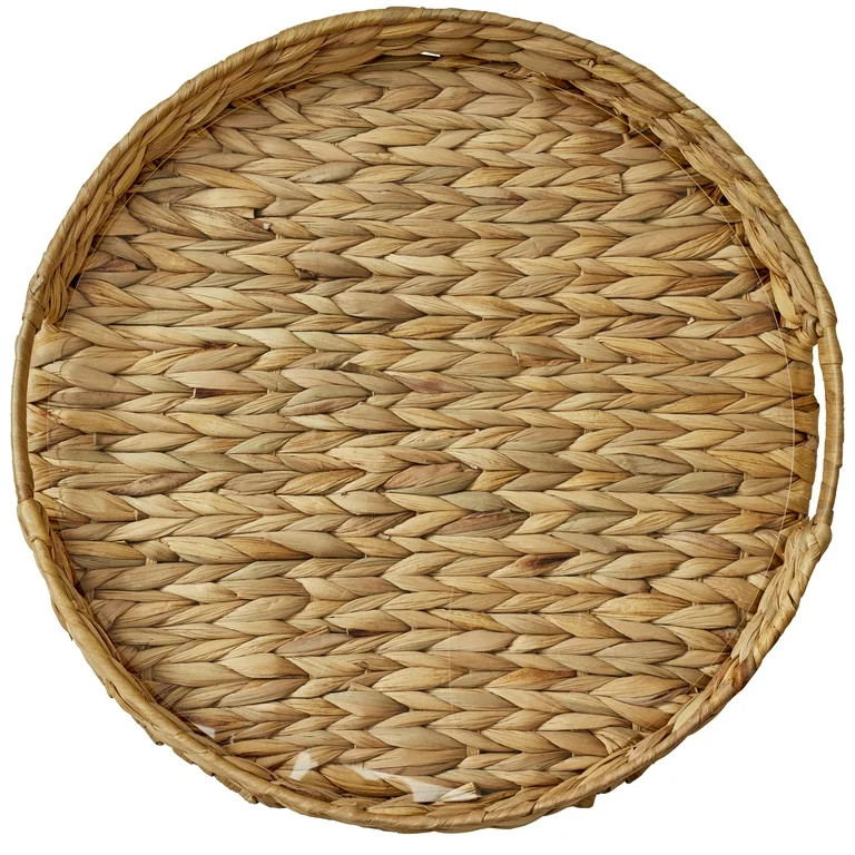 Better Homes & Gardens 16-Inch Natural Water Hyacinth Decorative Tray with Clear Acrylic Insert, ... | Walmart (US)