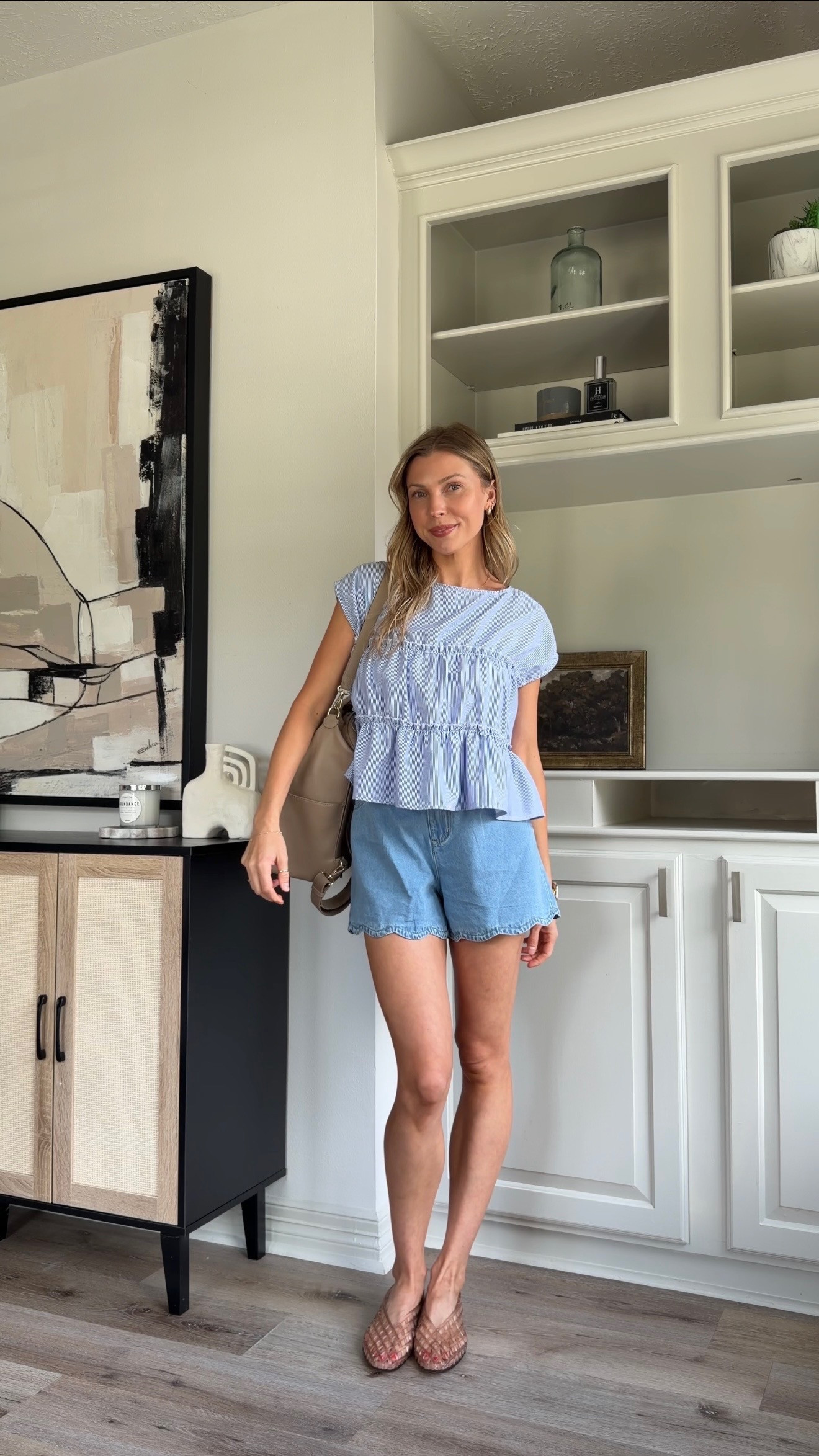 Casual cute mom summer ootd | S in top, 4 in denim shorts  

 #LTKootd #LTKmomlife