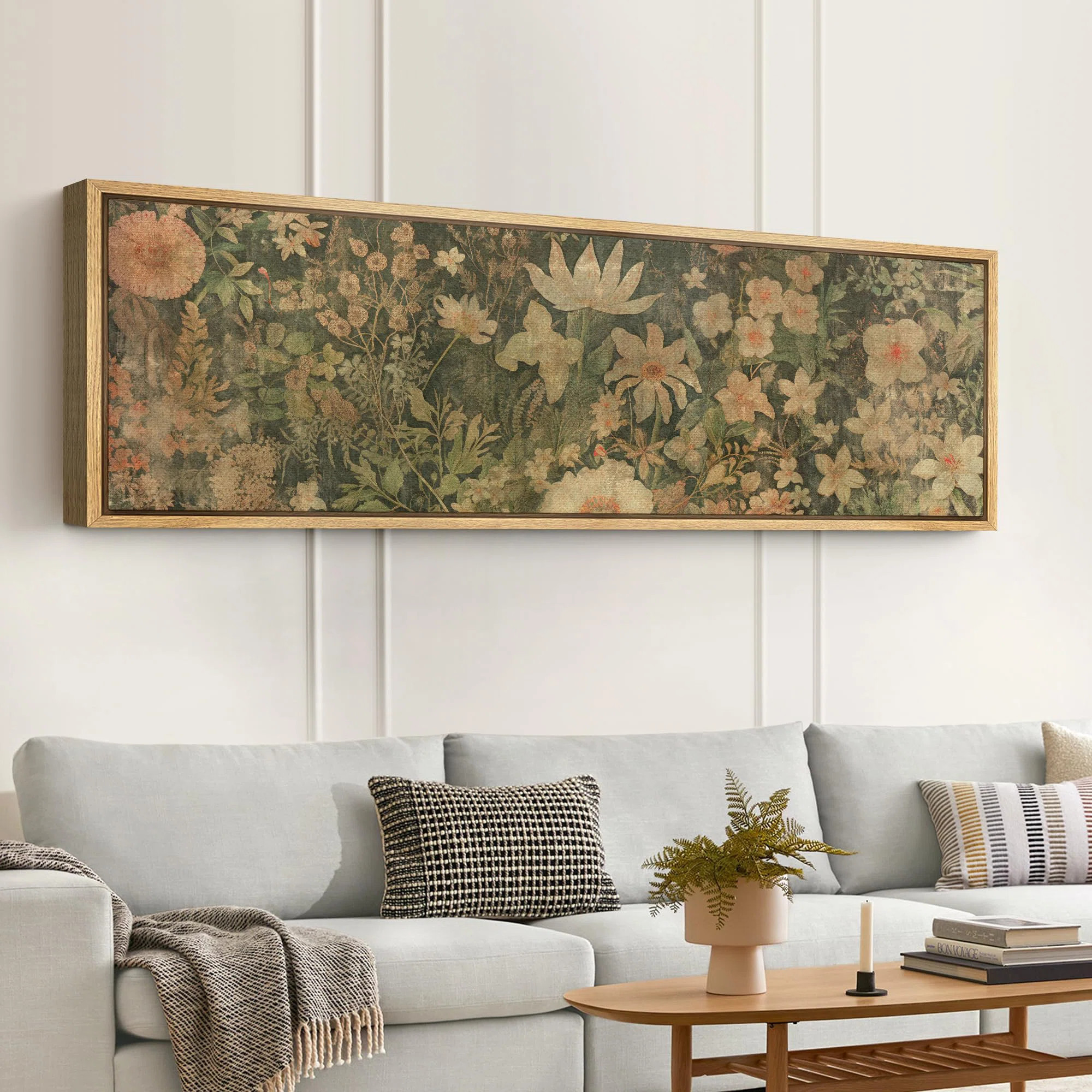 wall26 Vintage Garden Flowers Antique French Floral Artwork - Extra Large Framed Wall Art Canvas ... | Wayfair North America