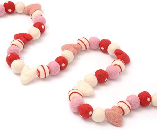 Glaciart One Valentine Felt Ball Garland with Swirl Balls - Handmade in Nepal Using New Zealand W... | Amazon (US)