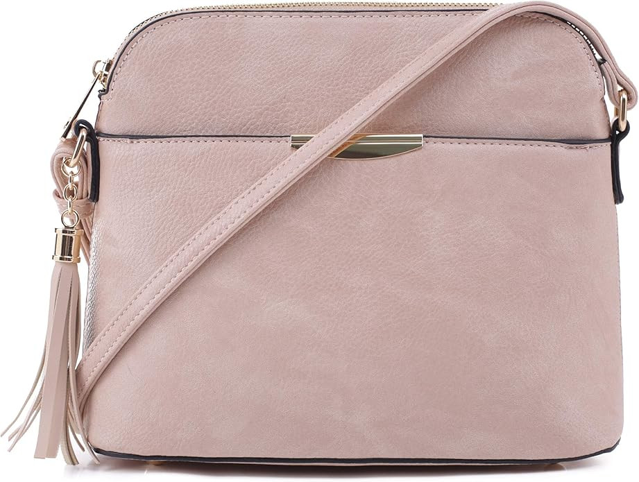 SG SUGU Lightweight Medium Dome Crossbody Bag | Gold-tone Hardware | Tassels | Amazon (US)