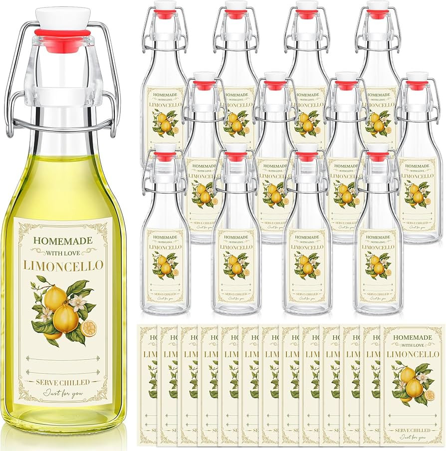 Havawish 12 Pcs Swing Top Glass Bottles for Limoncello Homemade 8 oz Clear Flip Top Beer Bottles ... | Amazon (US)