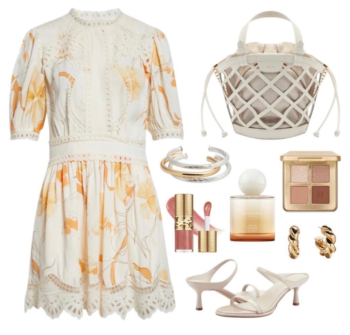 Summer outfit 
Spring outfit 
Floral dress
Dress
White bag
Bangles 
Spring outfit
Shower outfit

#LTKSeasonal