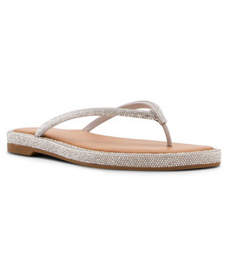 Women's Aaliyah Rhinestone Thong Flat Sandals | Macy's