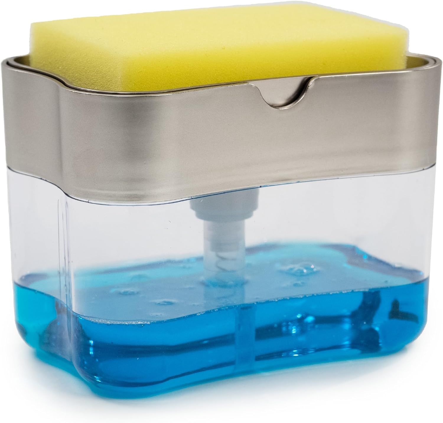 S&T INC. Dish Soap Dispenser and Sponge Holder for Kitchen Sink, Sponge Included, 13 Ounces, Meta... | Amazon (US)