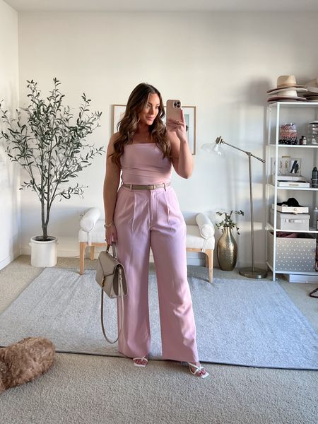 The cutest spring tailor trousers and top set. I am OBSESSED with this muted pink color, it has a littler cooler tone, purple hint to it and I think it’s STUNNING!

Top wearing a size medium, has a side zipper + adjustable straps which makes it super easy to get in and out of!

Pants I sized up to a 32/12L in these. I typically wear a 28/6L (I am 5’5’) in any Abercrombie curve love collection jeans, however, when it comes to dressier pants, Ive always had to size up across all retailers. Being a curvier build, I don’t like dress pants to sit too tight to my butt, nor want it to tight around the thighs! I do want to order a 30/10L to compare, but since the trousers have an elastic waistband, they aren’t too loose in the waist, plenty of stretch!


#LTKbeauty #LTKSeasonal #LTKmidsize