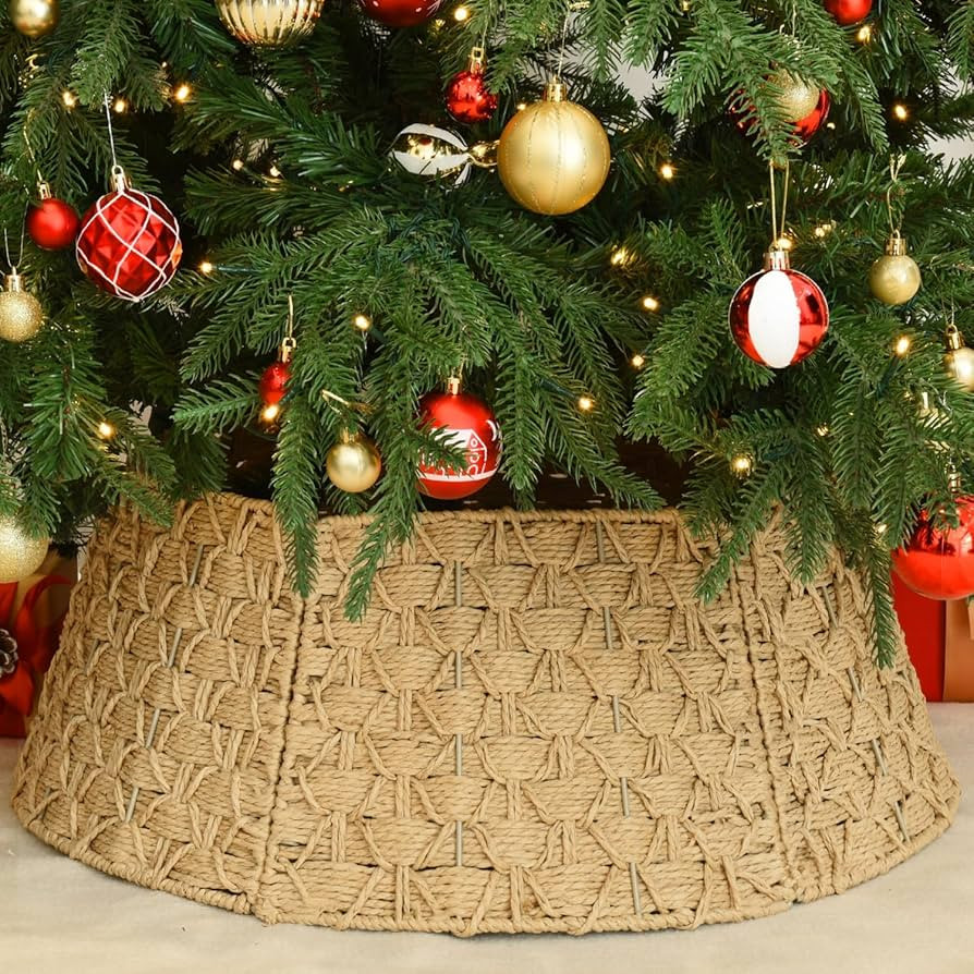 YoleShy Christmas Tree Collar Rustic Handcrafted Woven Christmas Tree Base Cover 26" Easy Set Up ... | Amazon (US)