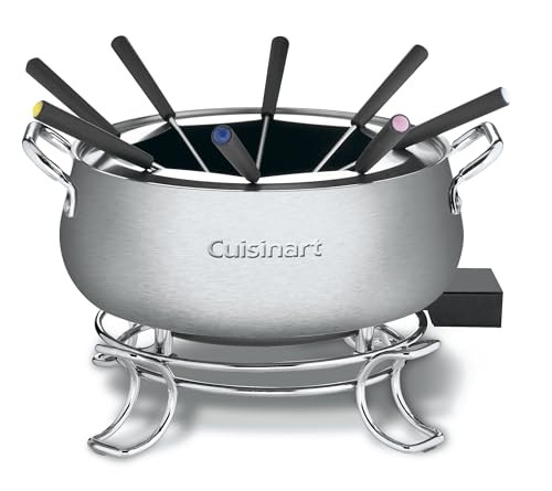 Cuisinart Fondue Pot Set, 3-Quart Stainless Steel Electric Fondue Pot for Chocolate, Cheese, Broth, and Oil, Includes 8 Forks, Temperature Control, Nonstick Interior, Dishwasher Safe, CFO-3SSNAS | Amazon (US)