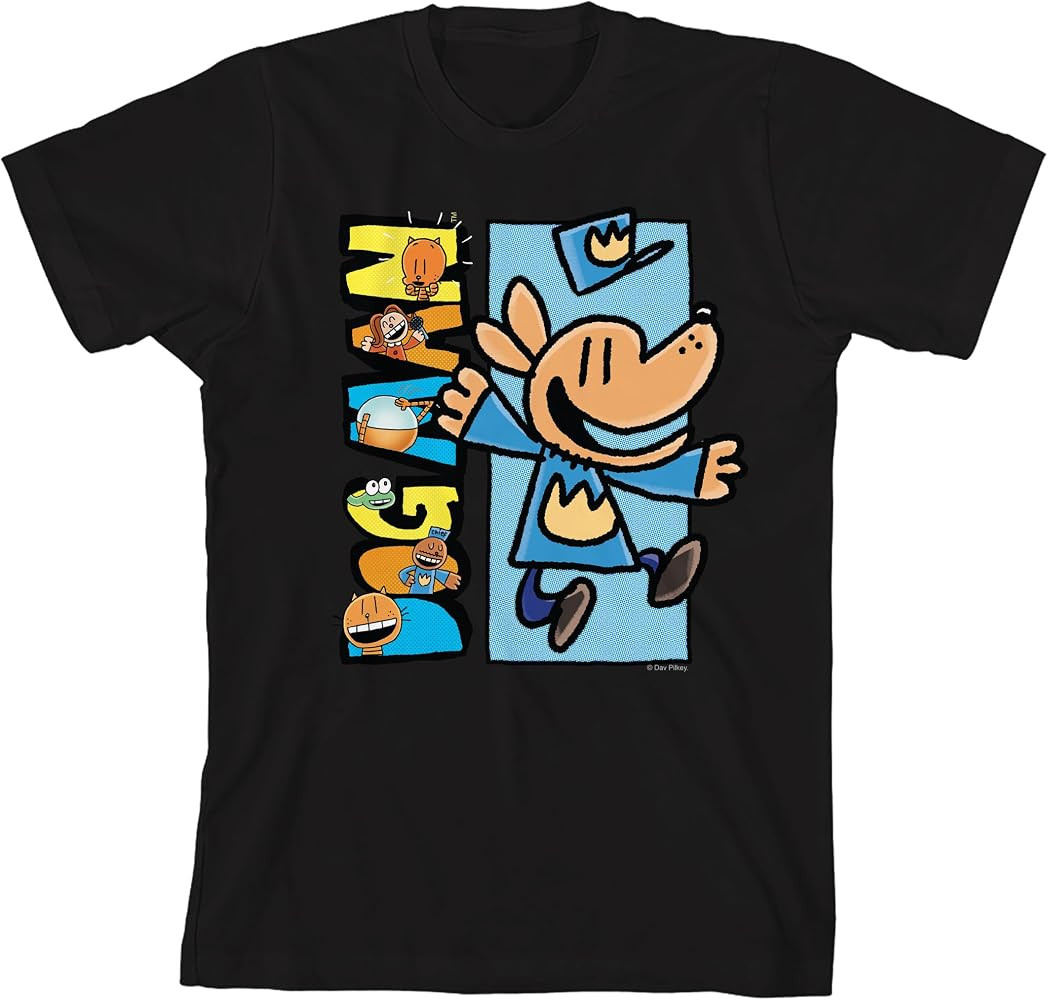 Dog Man Characters Inside Logo Youth Crew Neck Short Sleeve T-Shirt | Amazon (US)