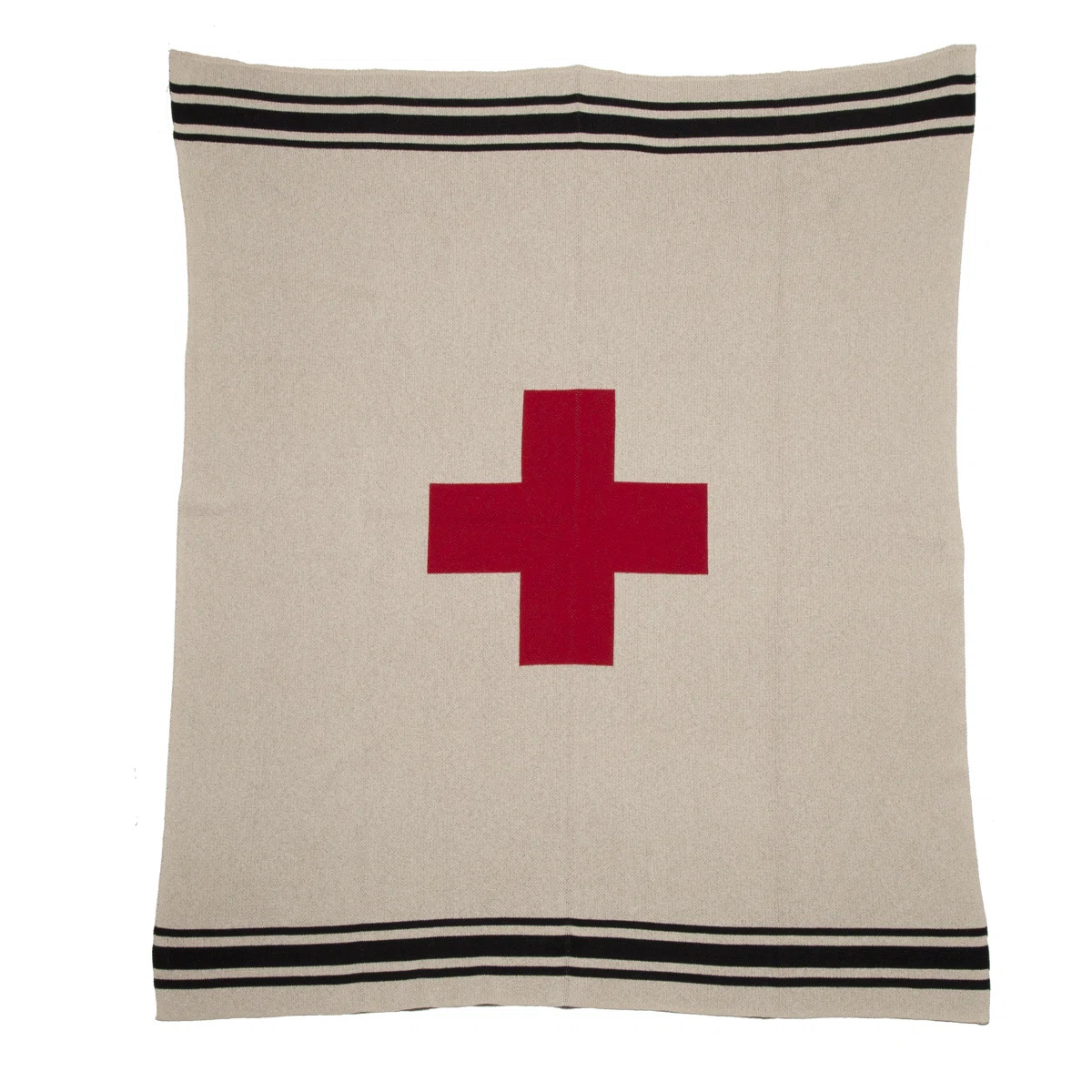 Snuggle up fireside with this Swiss Cross with Stripes Throw. The heavy-weight recycled knit in t... | Wayfair North America