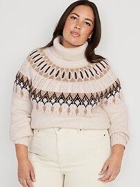 Cozy Fair Isle Cable-Knit Turtleneck Sweater for Women | Old Navy (US)