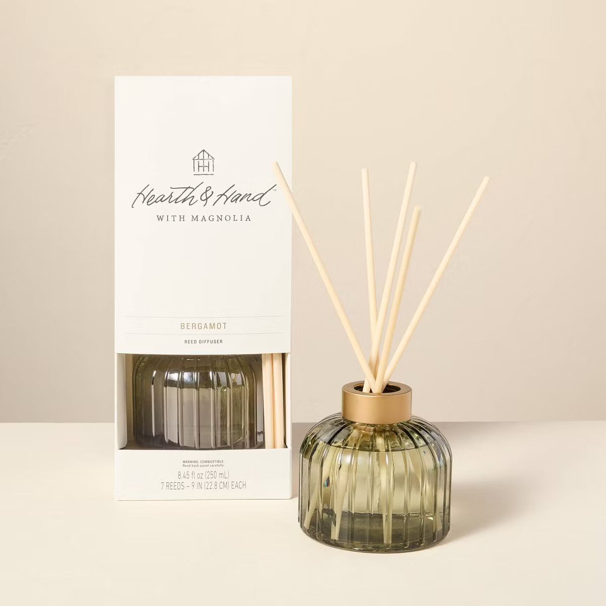 8.45 fl oz Ribbed Glass Diffuser - Hearth & Hand™ with Magnolia | Target