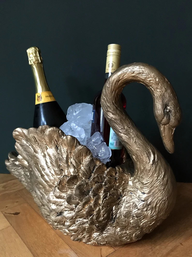 Gold Swan Ice Bucket: Elegant Barware Centerpiece | Etsy (US)