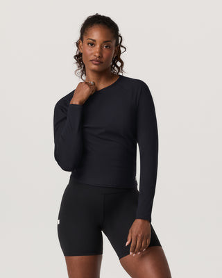 Vuori Long Sleeve Pose Crew Neck Shirt | Black | XXS | Vuori Clothing (US & Canada)
