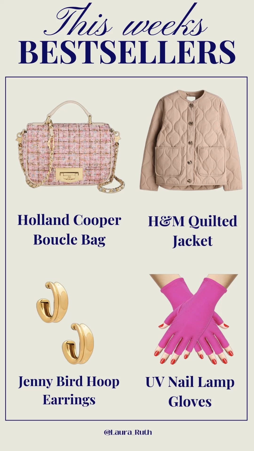 Your weekly favourites and bestsellers 🌸 spring outfits, spring bag, quilted jacket, uv gloves, gold hoops 

#LTKuk #LTKspring #LTKbag