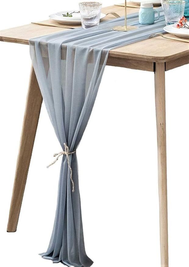 BOXAN Grey Sheer Table Runne/Overlay Decorative Wrinkle Resistant for Romantic Wedding Party, Bri... | Amazon (US)