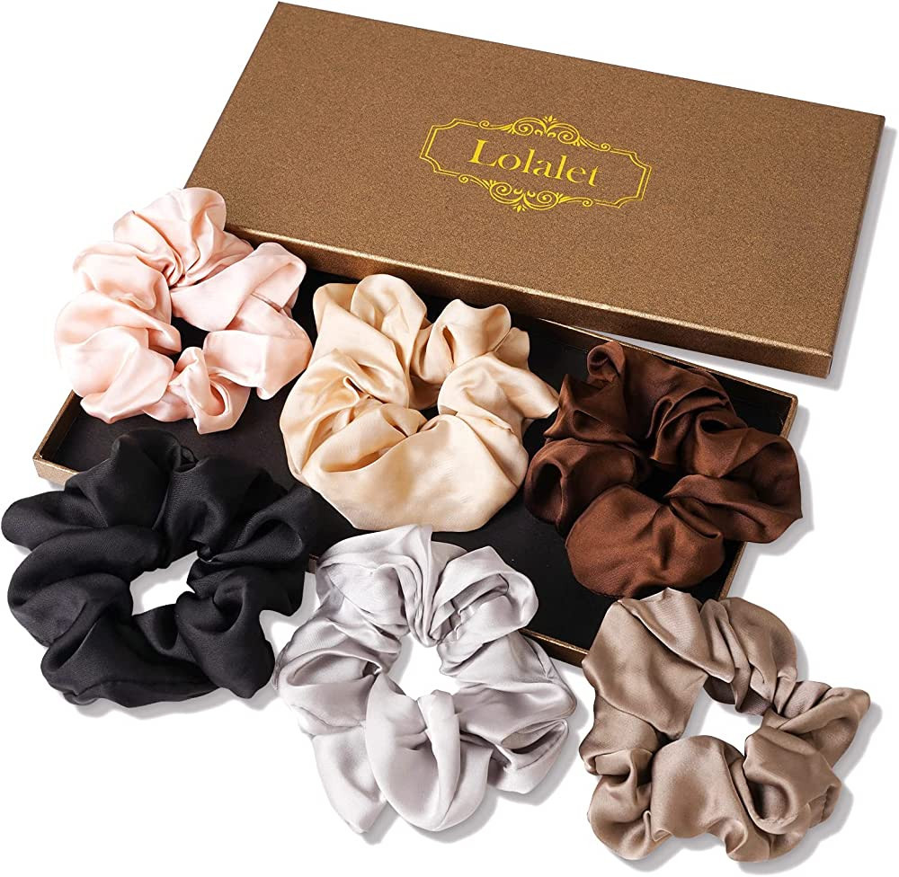 6 Colors Lolalet Hair Scrunchies, Silk Satin Hair Ties Ropes Soft Elastic Hair Band Ponytail Hold... | Amazon (CA)