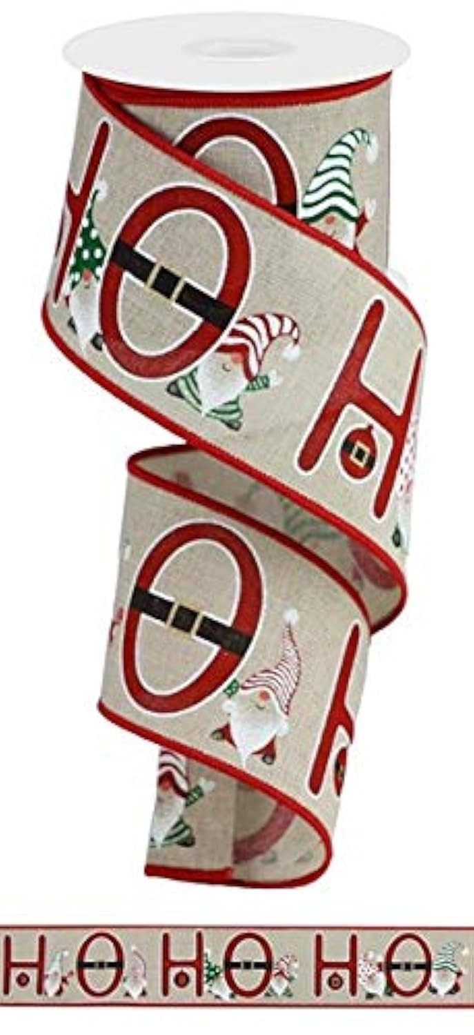 Craig Bachman Ho Ho Ho Gnomes Wired Edge Ribbon - 10 Yards (Light Natural, 2.5 Inch) | Amazon (US)