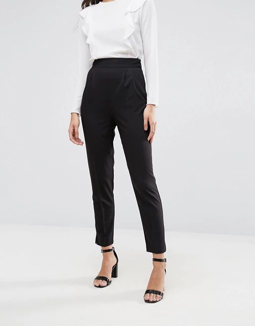 ASOS High Waist Tapered Pants with Elasticated Back | ASOS US