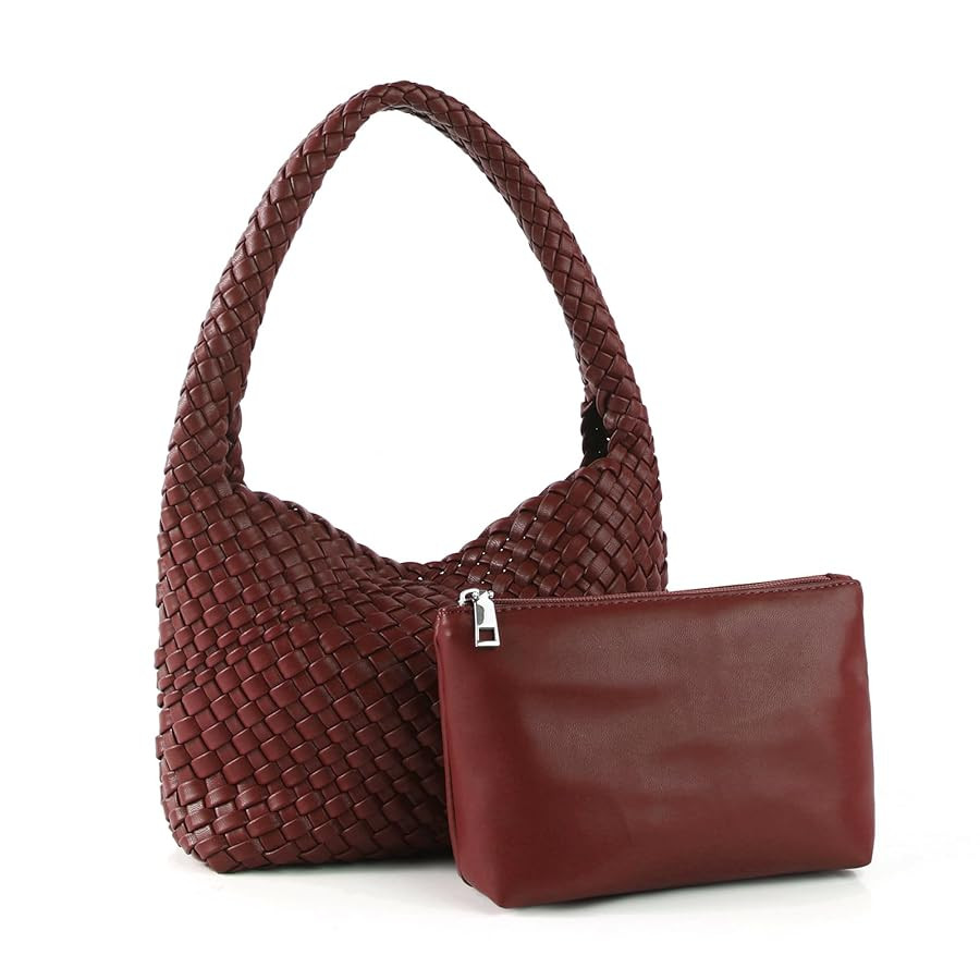 Handmade Woven Tote Bag - Women's Vegan Leather Shoulder Bag With Purses | Amazon (US)