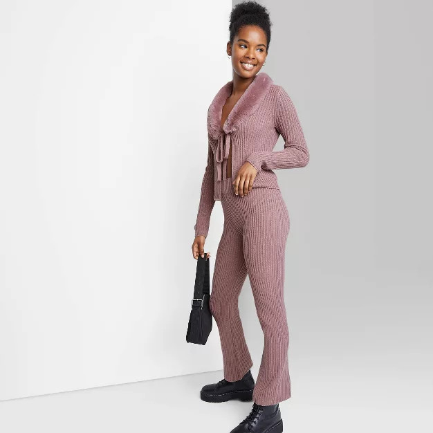 Women's High-Rise Ribbed Sweater Flare Pants - Wild Fable™ | Target