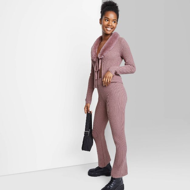 Women's High-Rise Ribbed Sweater Flare Pants - Wild Fable™ | Target
