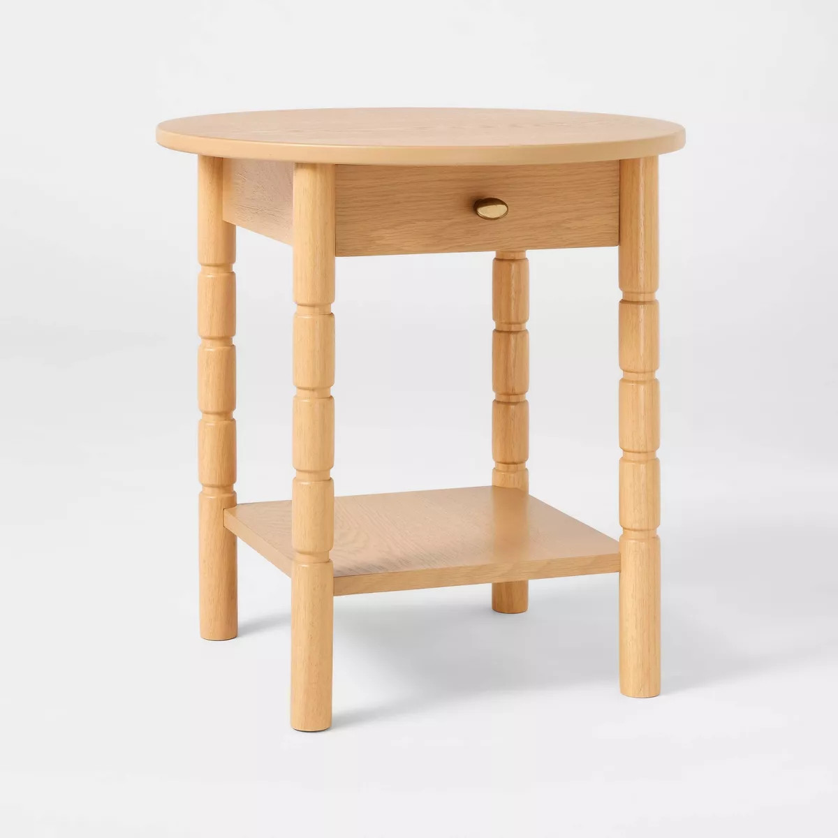 Modern Turned Wooden Accent Table Brown (KD) - Threshold™ designed with Studio McGee: Rubberwoo... | Target