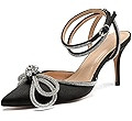 AMINUGAL Womens Rhinestones Bow Heeled Sandals Ankle Strap Slingback Pointed Toe Stiletto High He... | Amazon (US)