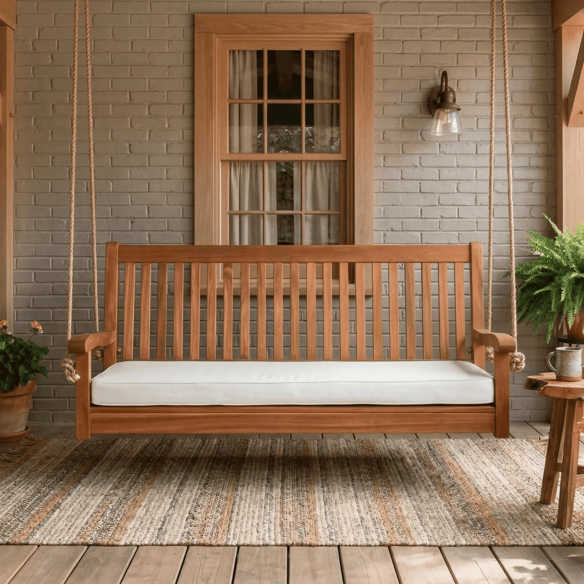 East Green Hayden Porch Swing with Cushion | The Porch Swing Company